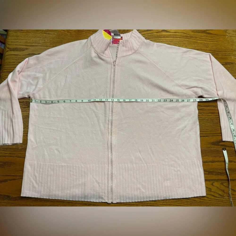 Quacker Factory Soft Pink Zip-Up Sweater - Picture 10 of 10